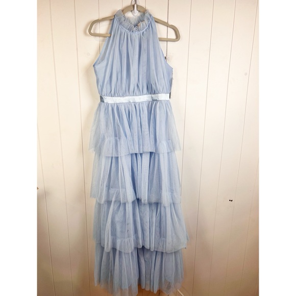 Aura Shock And Awe Blue Tulle Maxi Dress Size M NWT Tiered Princess Cottagecore - Picture 3 of 11